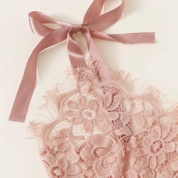 Elegant Lace Bodysuit in Blush Pink - Picture 3 of 3